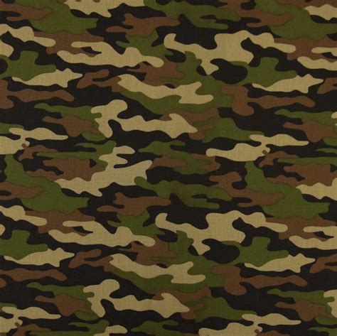 Tissu En Coton Popeline Army Camouflage Vert Tissus Hemmers