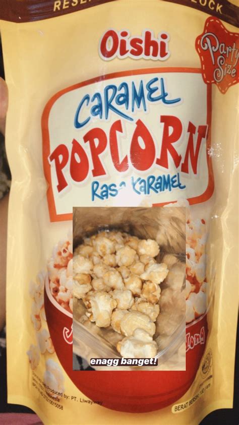 Oishi Popcorn Caramel Makanan Makanan Minuman Minuman