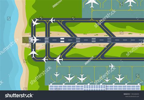 Top Down View Sky Airport Runway Stock Vector (Royalty Free) 1185428455 ...