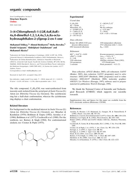 Pdf 3 4 Chlorophenyl 1 [ 2r 4ar 8ar 4a 8 Dimethyl 1 2 3 4 4a 5 6