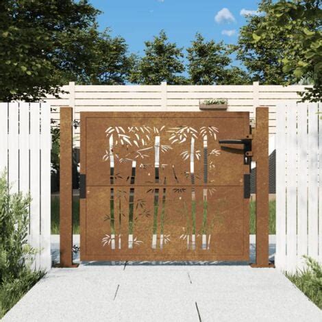 Portail De Jardin X Cm Acier Corten Design De Bambou