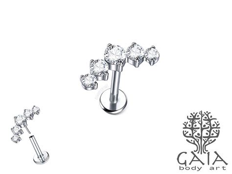 Labret A O Cir Rgico Push Pin Garras Cluster Quinteto De Zirc Nias