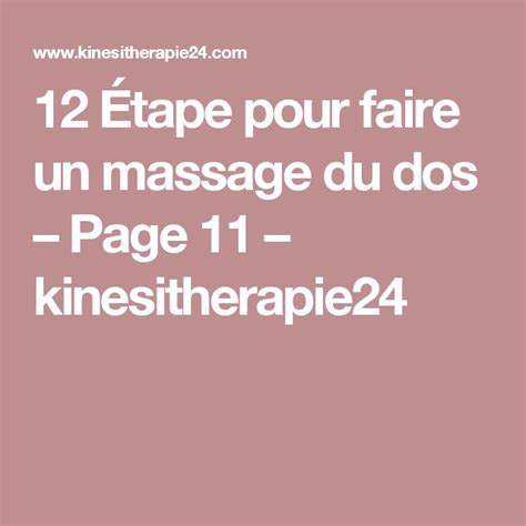 12 Étape pour faire un massage du dos Page 11 kinesitherapie24