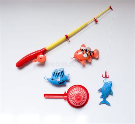 A Toy Set for Fishing with a Fishing Rod and Fish Stock Image - Image ...