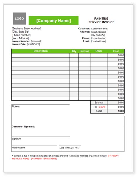 Free Painting Invoice Template And Tips Joist