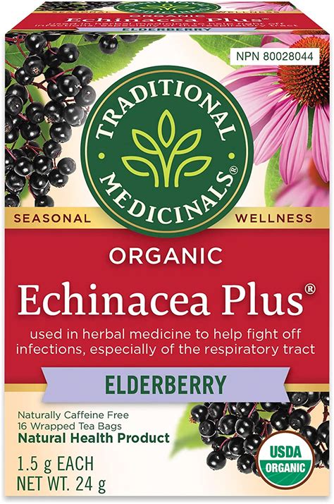 Traditional Medicinals Organic Echinacea Plus Elderberry Herbal Tea 16