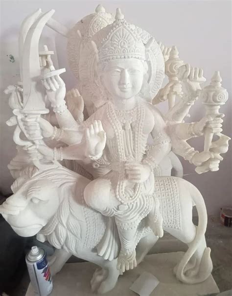 Traditional Hindu White Marble Maa Durga Statue At 10000 In Alwar