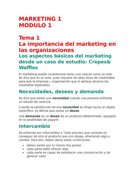 Modulo Marketing Marketing Modulo Tema La Importancia Del