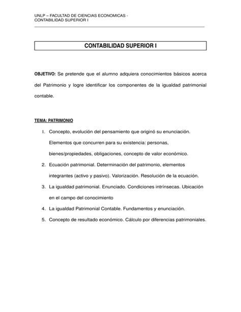 Contabilidad Superior I Facultad De Ciencias Econ Micas