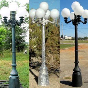 Contemporary Cast Iron Polished Round Base Outdoor Lamp Post