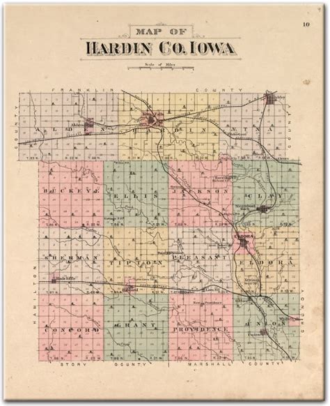 1892 Plat Map Of Hardin County Ia Counties