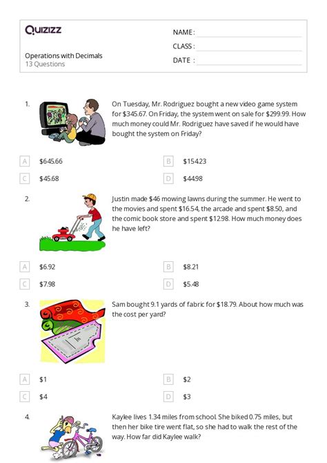 50 Operations With Money Worksheets For 5th Grade On Quizizz Free And Printable