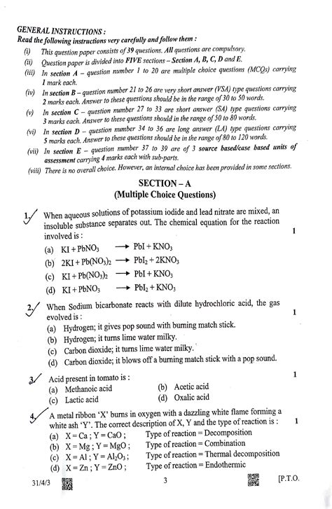 Cbse Class 10 Science Board Exam 2023 Full Question Paper India Today