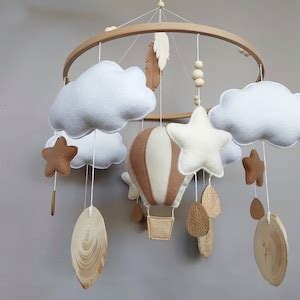 Hot Air Ballon Mobile Nursery Baby Mobile Neutral Crib Mobile Etsy