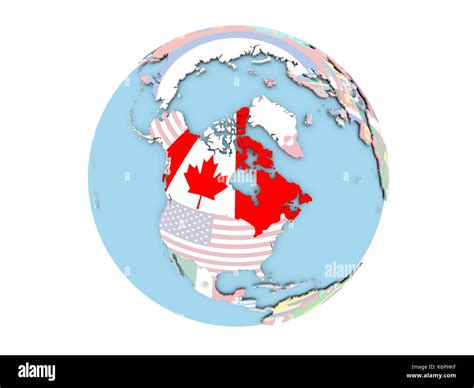 Canada On Political Globe With Embedded Flags D Illustration Isolated