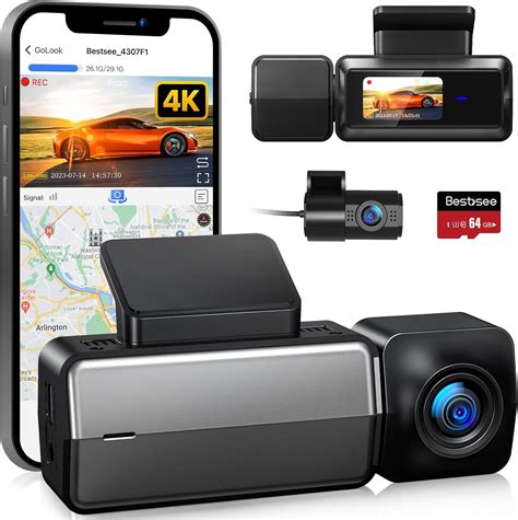 Bestsee Dash Cam Front And Rear Camera With Built In WiFi GPS 4K 2 5K