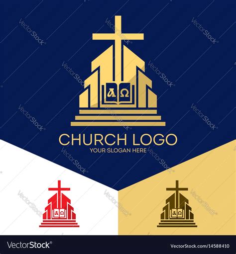 Church logo and christian symbols Royalty Free Vector Image