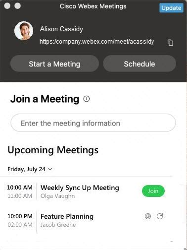 Update The Cisco Webex Meetings Desktop App