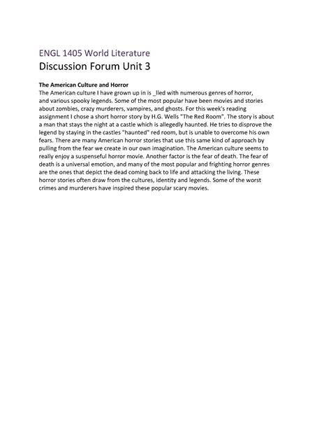 Engl Discussion Forum Unit Engl World Literature