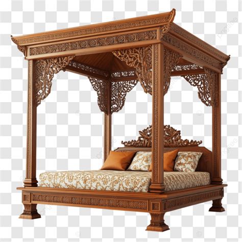 handcrafted wooden canopy bed  elegant details wooden canopy bed