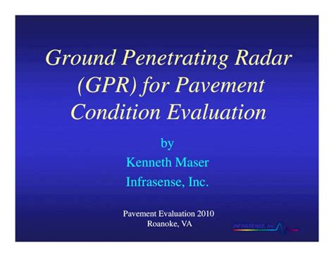 Pdf Ground Penetrating Radar Gpr For Pavement Condition Gpr