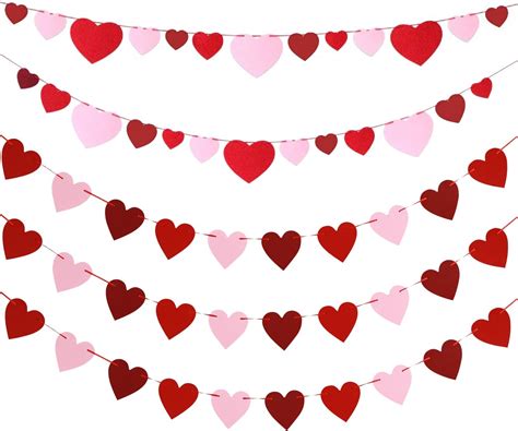 Felt Heart Garland Banner 5 Sets Heart Valentines Day Decor Diy