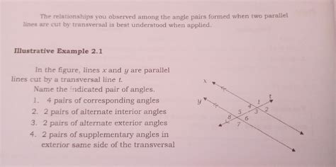 Solved The Relationships You Observed Among The Angle Pairs Formed When Two Parallel Lines Are