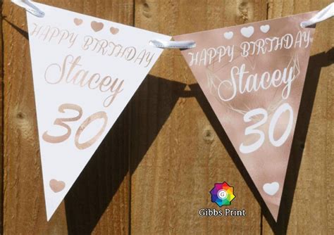 Rose Gold Birthday Banner Bunting Any Name and Age 18th 21st - Etsy