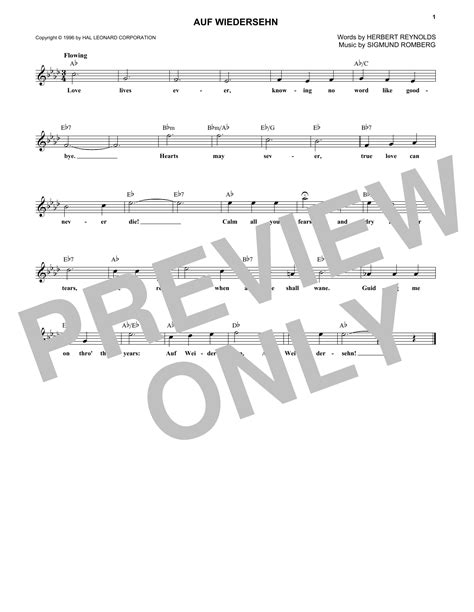 Sigmund Romberg Auf Wiedersehn Sheet Music PDF Notes Chords