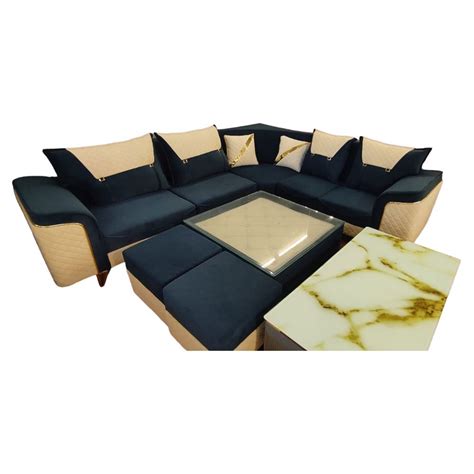 Velvet Seater L Shape Corner Sofa Set With Lounger At Rs Set