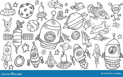 Outer Space Sketch Doodle Set Stock Vector Illustration Of Sketch