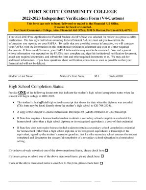 Fillable Online Independent Verification Form V Custom Fax