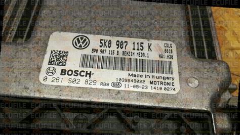 ECU Original FULL Software BOSCH MED9 1 0261S02829 VOLKSWAGEN GOLF