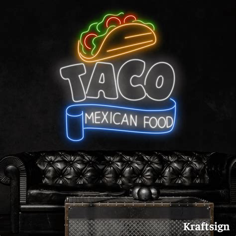 Craftnamesign Taco Neon Sign Mexico Food Led Sign Tacos Restaurant