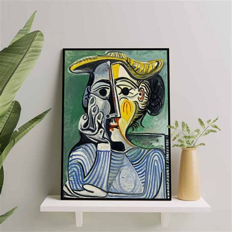 Woman With Yellow Hat Yeşil Şapkalı Kadın Pablo Picasso Sanatsal Poster Kanvas Tablo