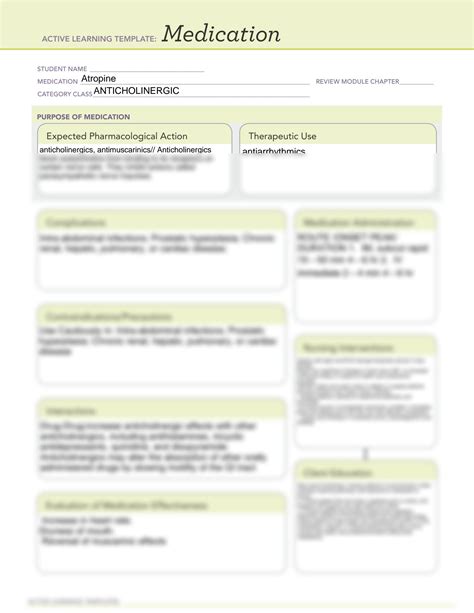 Solution Atropine Ati Medication Template 7 Studypool