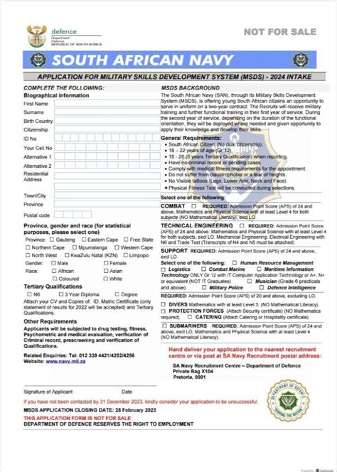 South African National Defence Force Sandf Applications For