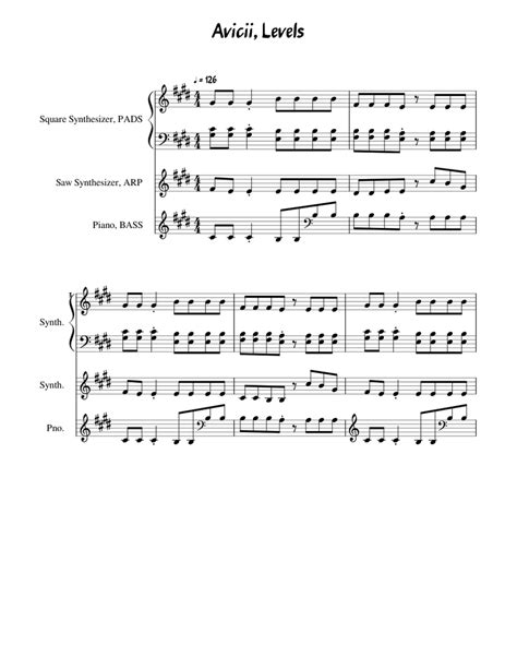 Avicii Levels Sheet Music For Piano Synthesizer Mixed Trio