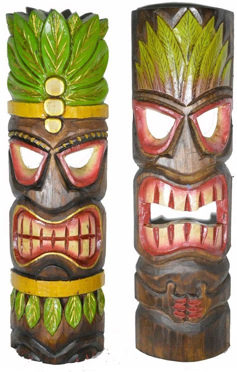 20 Tiki Mask Sets 2 Sets 4 Masks Handcrafted Hand Craved Tiki Mask Tiki Statue Tiki Decor