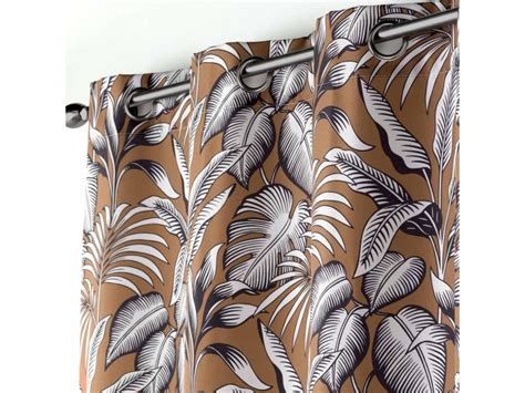 Lot de 2 rideaux tamisant 140 x 260 cm polyester imprimé cabana camel