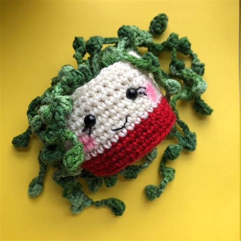 String Of Pearls Succulent In Red Pot Crochet Cactus Crochet