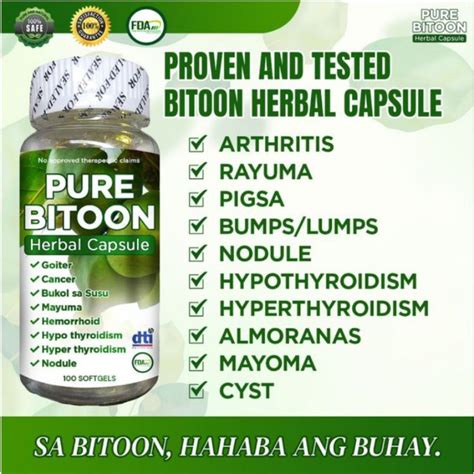 Pure Bitoon Herbal Capsule For Goiter Breast Lumps Mayoma Almuranas