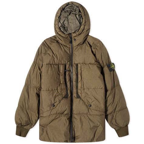 Stone Island Crinkle Reps Hooded Down Jacket Olive END GB