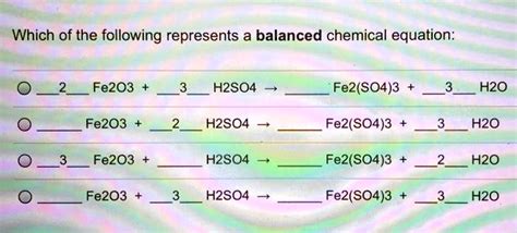 SOLVED Which Of The Following Represents A Balanced Chemical Equation