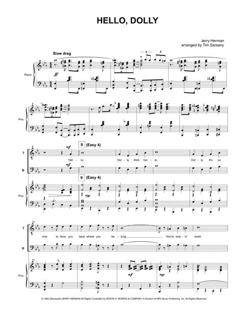 Hello Dolly By Louis Armstrong Ttbb Digital Sheet Music Sheet