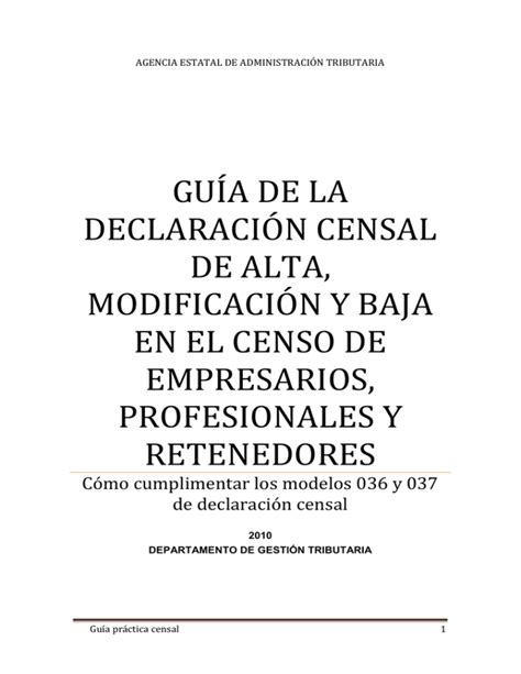 guía de la declaración censal de alta modificación y baja en el