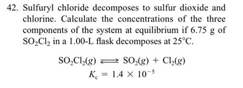 Solved Sulfuryl Chloride Decomposes To Sulfur Dioxide Chegg