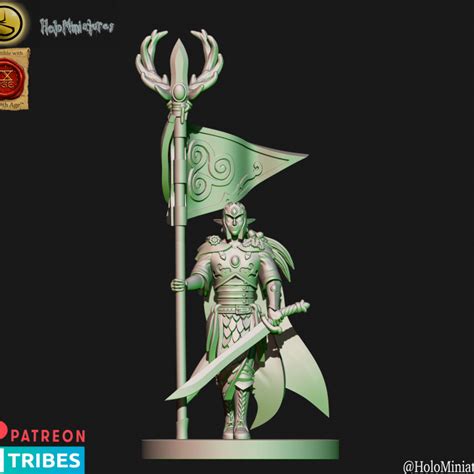 3D Printable Wood Elves Forest Guard With Dual Weapons Elf By