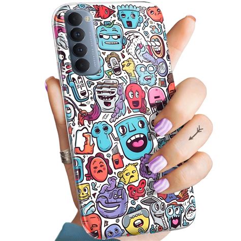 Etui Do Oppo Reno 4 Pro Wzory Doodle Zwierzęta Potwory Rysunki Obudowa