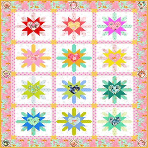 Besties Heart Burst Quilt Kit By Tula Pink Petting Fabric